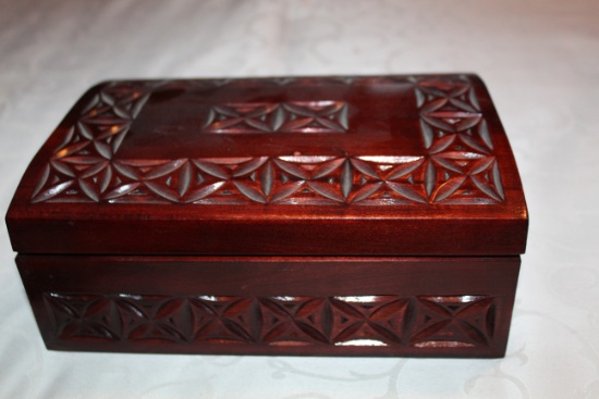 Decorative Wooden Box With Rounded Top, 8.75" L X 6.25" W X 3.5" H