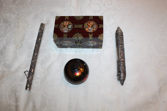 One Hinged Box With 4 Drawers (oriental), 6.5" L X 3.5" W X 3.5" H, Orienta