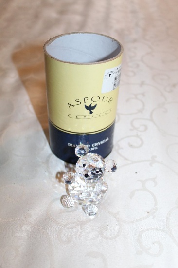 Asfour Crystal Teddy Bear, In Original Box, 1.25" H