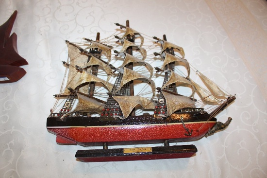 Decorative Wooden Sailing Ship, "sea Witch" (clipper, 1846), 17.5" L X 15.5
