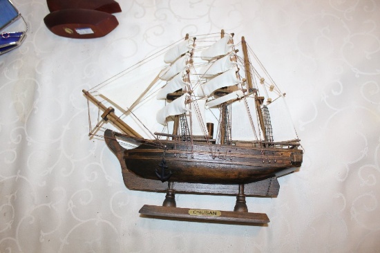 Decorative Wooden Sailing Ship, "chusan", 13" L X 11" H