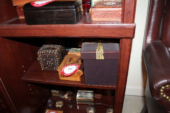 Contents Of Shelf, Assorted Decorative Wooden Boxes