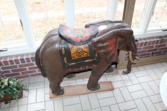 Large Carved Wooden Elephant, 49" L X 13" W X 32" H