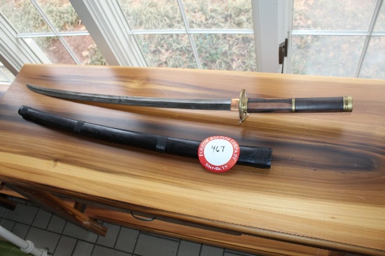 Japanese Tachi Style Sword With Scabbard, Blade Length 27.25", Total Length