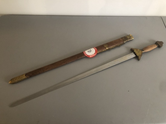 One Decorative Sword With Scabbard, 39.5" Total Length