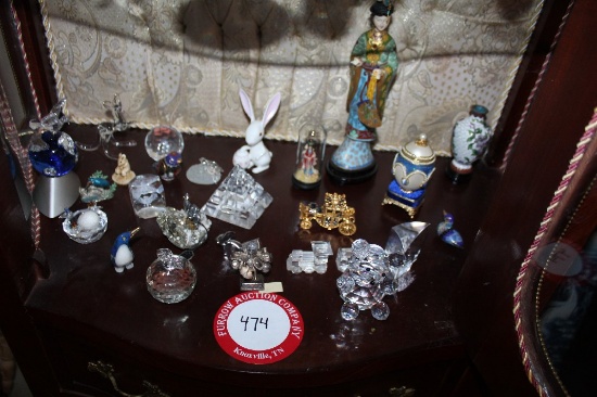 Shelf (bottom Shelf Of Curio Cabinet) Crystal Figurines, Porcelain Figurine