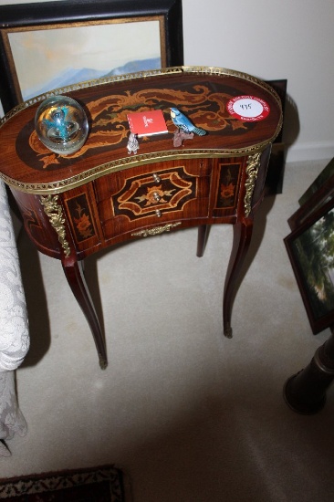 Pair Of Matching Lamp Tables, Vintage Wood With Brass Filigree Edging, 3 Dr