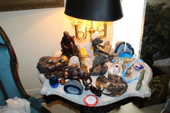 Contents Of Table Top (single Marble Top Gaming Table) Various Paperweights