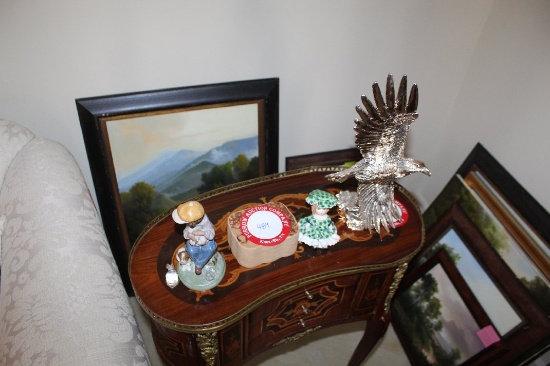 Lladro Figurine (boy With Dog), Metal Eagle Figurine, Small Leather Wrapped