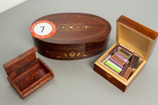 Three Decorative Wooden Jewelry Boxes