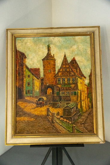 Framed Original Painting, "rotenbury", Signed, Unknown Artist, 22.25" X 27"