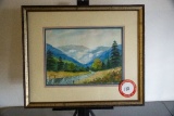 Edna Sterling Original Watercolor Painting, Signed, Framed Under Glass, 23.