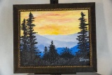 Framed Original Painting By Gail Carroupakis, Morning In The Smokies, 23.5