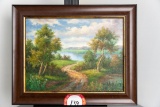 Framed Original Oil Painting, Unknown Artist, Landscape Scene, 20