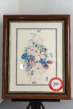 Framed Under Glass Floral Print Signed By C. Holding, 17