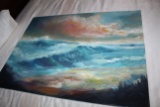 Unframed Stretched Canvas Original Painting By Richard Green, Ocean Scene,