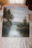 Unframed, Stretched Canvas Original Painting, Unknown Artist, Summer Creek
