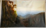 Unframed Ron Williams Original Painting, Fall Scene With Mountains In Backg