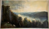 Unframed Ron Williams Original Painting, Lake With Mountain In Background &