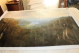 Unframed Ron Williams Original Painting, Mountain Landscape From Hillside,