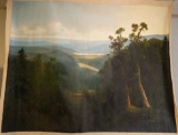 Unframed Ron Williams Original Painting, Mountain Scene Lake & Trees In For
