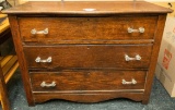 Antique Cherry 3 Drawer Chest With Glass Pulls - 39.5