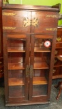 Antique Mahogany 4 Door (2 Glass) Curio Display Cabinet/bookshelf