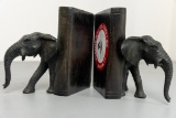 Wooden Elephant Themed Bookends