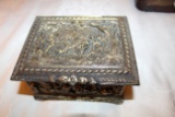 Decorative Metal Box, Embossed, Hinged Lid, Fur Lined, From Poland, 6