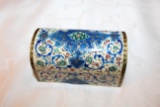 Small Camel Bone Trinket Box, Hand Enameled, Hinged Lid, Made In Turkey, 3.