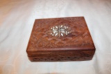 Decorative Wooden Box, Carved With Hinged Lid, 6