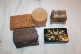 Five Decorative Boxes, Rectangular & Round, All Lidded