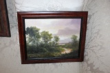 Framed Original Painting By Ron Williams On Canvas, Coastal Scene, 13