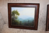 Framed Original Painting By Ron Williams On Canvas, Mountain Scene With Tre