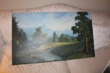 Unframed Original Painting By Richard Green On Stretched Canvas, Pastoral S