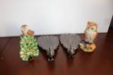 Collection Of 6 Decorative Bird Figurines, (pair Of Metal Peacocks, Pair Of