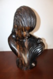 Carved Wood Mother With Child Bust, African Blackwood, 15