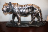 Saavedra Metal Tiger Sculpture, An-50 Tigre De Bengala Grande, Silver Plate