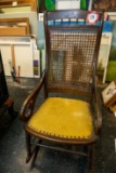 Wooden Cane Back, Cushioned Bottom Sewing Rocker