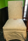 Pair Of White Demask Upholstered Side Chairs
