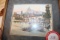 Framed Under Glass Print, Signed (unknown Artist), European Canal Scene Wit