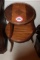 Circular Wooden Two Tier Side Table, Vintage Wood With Brass Filagree Edgin