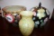 Lidded Chinese Painted Jar, Oriental Themed Enameled Planter & Glass Vase