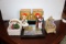 Collection Of Decorative Items, Wooden Box Set, Hand Painted Tile Wall Plaq