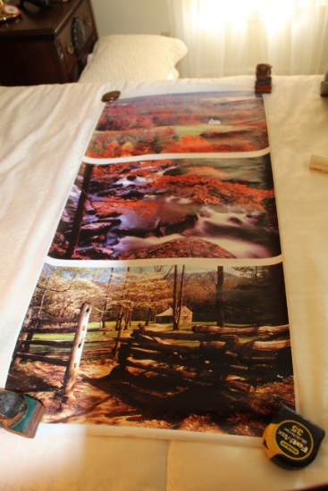Unframed Giclee On Canvas, Unknown Artist, "3 Of The 4 Seasons", Rolled, 23