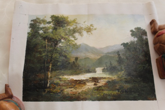 Unframed Ron Williams Original Painting On Canvas, Summer Still Valley Pond