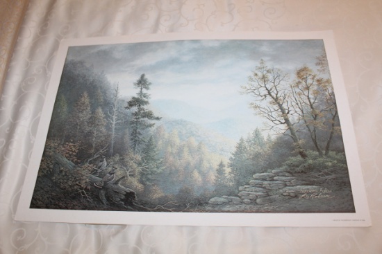 Unframed Lee Robeson Print, Unsigned, "smokies Aglow", 26" X 18"