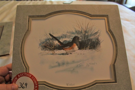 Matted Print By K. D. Mcdonald, Signed, "winter", 14.5" X 12.5"