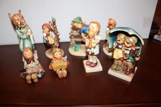 Collection Of Goebel Hummel Figurines, Stormy Weather, Kiss Me, Lets Sing,