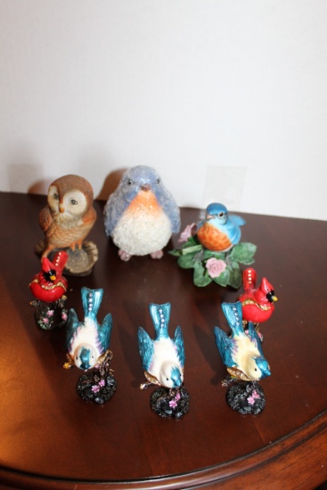 Collection Of Bird Figurines, One Lenox Fine Porcelain "eastern Bluebird",